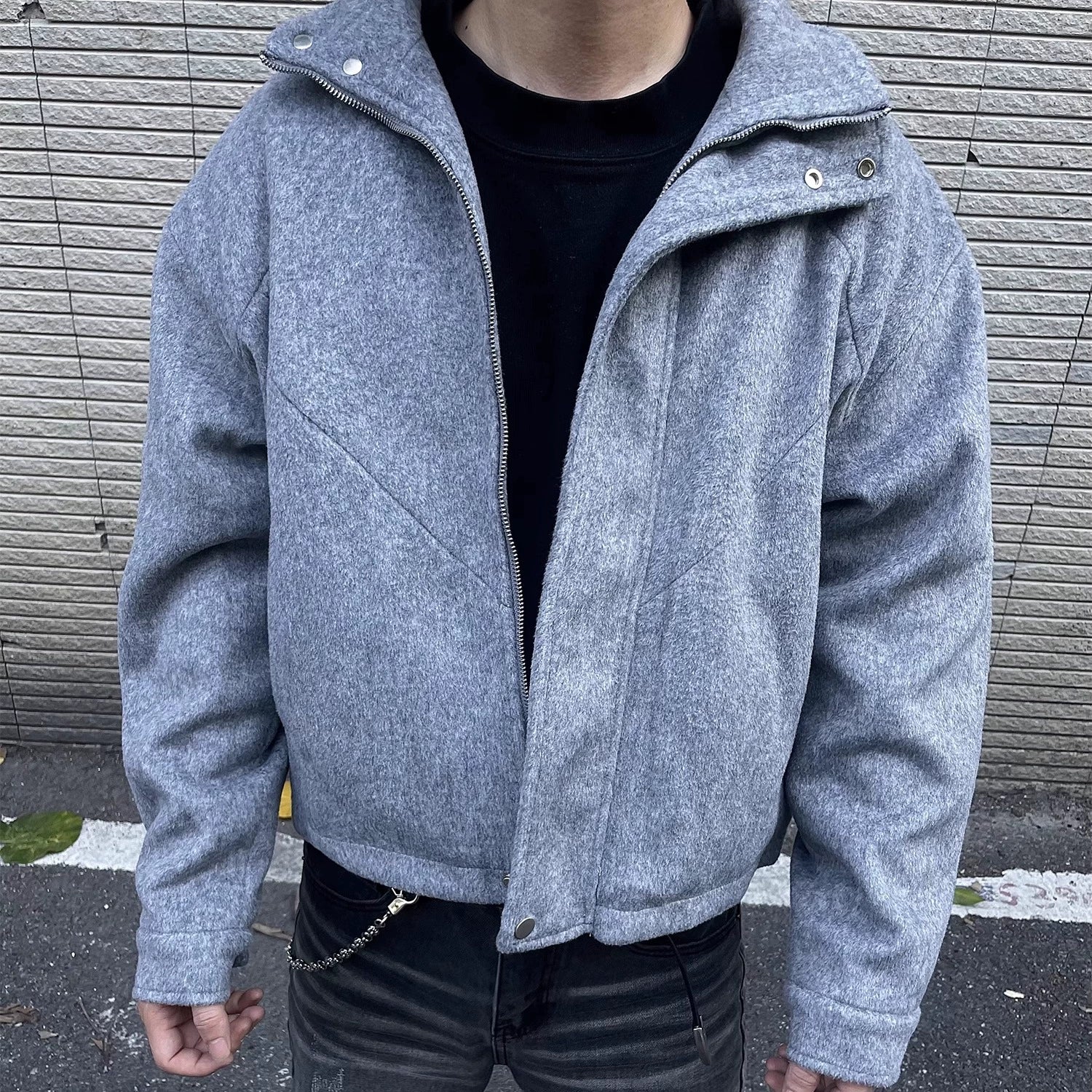 NIETPXFOcleanfit Wool Blended High Collar Jacket Silhouette Boxy Version Thickened Cotton Coat